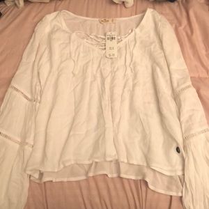 Hollister bell sleeve lace up top